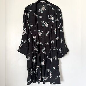 Reformation Black Floral Open Cardigan